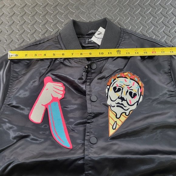 Roku Studio 'Ice Scream' Black Satin Bomber Jacket Sz Medium/Small Runs Small - Picture 4 of 8
